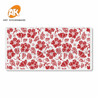 Pochoir à gâteau en plastique AK, modèle de peinture découpé au laser, fleur, tamis à sucre en PET, pochoir à biscuits, pâtisserie, fondant, décoration de gâteau, ST-7465