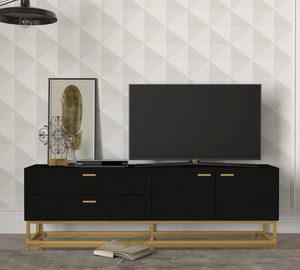 Soporte de TV con tomas de corriente para TV de 60 65 pulgadas, mesa de consola multimedia con estante de barra de sonido para sala de estar, dormitorio, Marrón rústico - Product Image 5