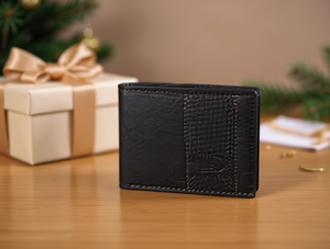 Portafoglio da uomo in vera pelle, pieghevole, corto, con protezione RFID, minimalista, con confezione regalo - Product Image 2