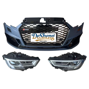 Prêt à installer et à utiliser, pour <span class=keywords><strong>Audi</strong></span> A3, <span class=keywords><strong>S3</strong></span>, kit de lèvre avant RS3, pare-chocs, phares LED et calandre. Produit très vendu à bas <span class=keywords><strong>prix</strong></span>. - Product Image 2