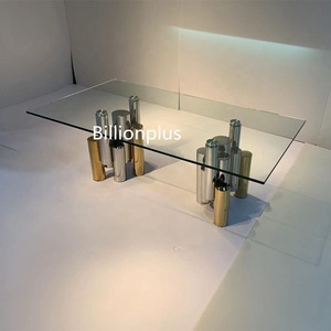 Modern Design Luxury Silver & Gold Touch Screen Dining Table With Stainless Steel Base Tempered Glass <b>for</b> Home or Hotels T56 Mod - Product Image 3