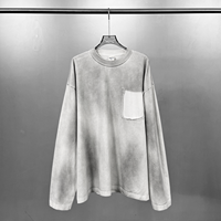 T-shirt à manches longues 325 GSM en coton pur délavé et vieilli, style streetwear pour homme