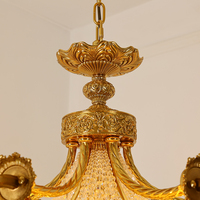 Lustre Classique en Métal Doré à Bras Torsadés, Candelabre à 6/8 Lumières LED, Abat-jour en Cristal, Plafonnier Antique pour Hall d'Hôtel