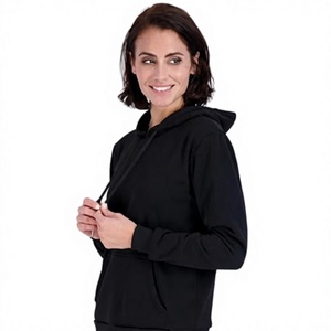 Sudadera con Capucha Negra para Mujer, Manga Larga con Bolsillos, Tejido Transpirable de Algodón, Ropa de Otoño - Product Image 1