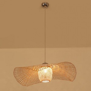 Lámpara colgante ovalada de bambú tejido con LED E27 de una sola cabeza para sala de estar y comedor - Product Image 1