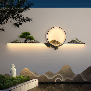 Outdoor Chinese Style <b>Wall</b> Lamp LED Solar Powered Long Strip Waterproof Villa Courtyard Garden <b>Lighting</b> Exterior Background - Product Image 2
