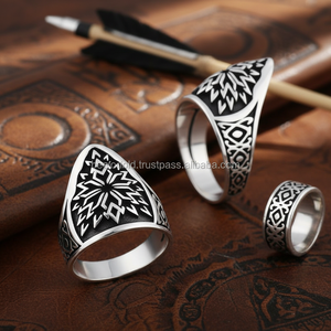 925K Sterling <b>Silver</b> Art Ottoman Archer Turkish <b>Men</b> <b>Ring</b> - Product Image 3