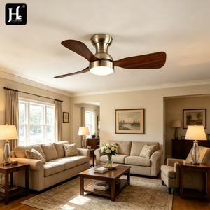 Ventilador de Techo Moderno de Tres Aspas con Acabado de Madera y Luz para Salas de Estar, Dormitorios e Interiores de Casas Contemporáneas - Product Image 1