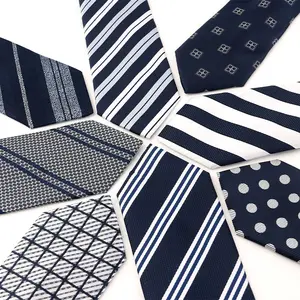Wholesale Custom Printed Navy Blue Series Men's Ties Men's Striped Plaid Dots Business Fashion Arrow Type Polyester Ties