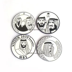 Saudi Nationale Dag Gift Mbs Metalen Badge Ksa Vision 2030 Broche