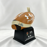 Trophée de football américain en résine personnalisée, modèle de rugby 3D, base noire, logo gravé au laser, prix de championnat sportif