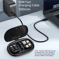 Kit de Cable de Datos USB Multifuncional de 60W 3A, Carga Rápida 6 en 1, Juego de Adaptadores de Viaje Trenzados para Cable de Carga de Teléfono Móvil