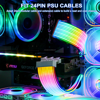 Câbles PC ARGB d'usine directe - 24 broches/8 broches/12VHPWR gainés avec synchronisation 5V3 broches et conception pliable pour l'éclairage RGB de jeu