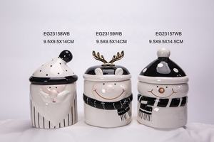 Tarros de cerámica para dulces de Navidad, tarro de almacenamiento creativo de cerámica para galletas familiares - Product Image 2