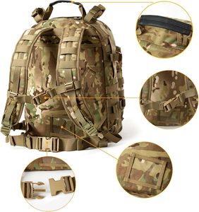 Multicam 30L Daypack Molle Rucksack Leather Handle Removable Chest Belt Outdoor <b>Hiking</b> Hunting Fishing <b>Camping</b> Tactical Backpack - Product Image 3