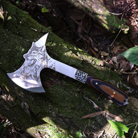 Bochen Acier Inoxydable Large Camping Hache Nylon Gaine Survie Hache Double Bord Tomahawk Couleur Manche En Bois Hache À Main