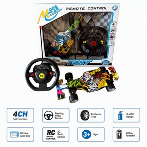 รถแข่งสูตร RC ดีไซน์กราฟฟิตี 4CH พร้อมพวงมาลัยรีโมท ยางยาง กล่องใส่ของเล่นสำหรับเด็กอายุ 3 ปีขึ้นไป เป็นของขวัญ - Product Image 6