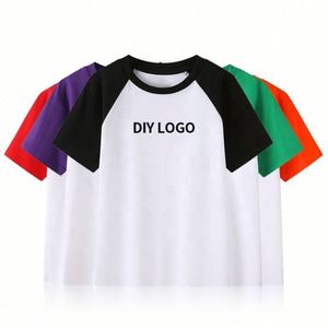 Healthy Knitted Casual Cotton Matching Color Kids Round Neck T <b>Shirts</b> with Custom Logo for Boys and Girls - Product Image 4