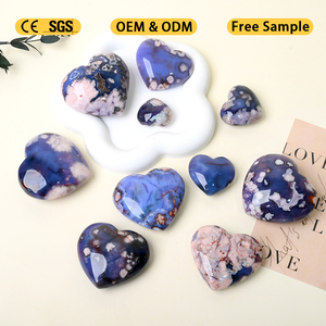 คริสตัลแกะสลักขัดเงาสีฟ้ารูปหัวใจจากหินอาเกตซากุระ สำหรับตกแต่งบ้าน ขายส่ง - Product Image 1