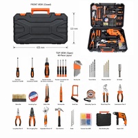 Ensemble d'outils ménagers multifonctionnels 48 pièces avec perceuse à percussion électrique, boîte à outils manuels pour la réparation et l'entretien domestique