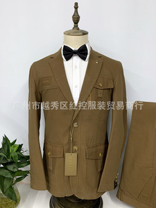 Popular Two-Piece Cotton Casual Solid Top and Pants Set Slim Fit Mens <strong>Suite</strong> - Product Image 4