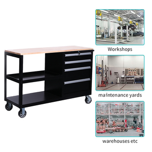Armoire à outils robuste en gros, OEM, établi, plateau en bois de 25 mm, 4 tiroirs, capacité de charge de 300 kg, pour <span class=keywords><strong>atelier</strong></span>, garage, rangement - Product Image 4