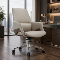 Chaise de bureau exécutive ergonomique en métal et fer, siège en mousse moulée, hauteur réglable, base pivotante, dossier haut, support lombaire, pour bureau à domicile