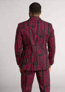 Chaqueta ligera con estampado africano Hami para hombre, chaqueta informal americana Tribal negra magenta para hombre, abrigo personalizado al por mayor - Product Image 4
