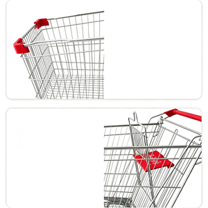 Chariot de courses roulant 340L, grande capacité, en treillis métallique robuste, roues pivotantes silencieuses, pour supermarché et magasin de détail, kit professionnel - Product Image 5