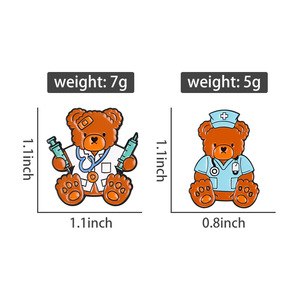 Broches de Esmalte de Urso Médico, Emblemas Fofos de Médico e Enfermeiro para Amantes, Broches de Metal, Emblema de Lapela da Moda, Presente de Joia para Mochilas e Roupas - Product Image 6
