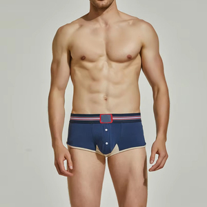 CELINNE Front Button Fly Low Waist Men's <b>Boxer</b> Briefs Striped Elastic Waist Soft Modal Breathable Sport Men Underwear - Product Image 2
