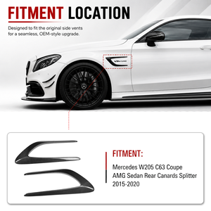 Aérations latérales de garde-boue en fibre de carbone véritable ZESON pour Mercedes-Benz Classe C W205 C63 Coupé Berline Gauche Droite 2015-2021 - Product Image 6