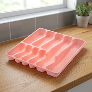 Customizable Jumbo Pink Plastic Rectangle Multifunction Cutlery Holder <b>Organizer</b> Home Kitchen <b>Storage</b> Display <b>Drawers</b> CATEEM - Product Image 3