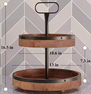 Soporte de exhibición de pastel de madera personalizado de alta calidad de 2 niveles, diseño hecho a mano, soporte de madera para servir en el desierto, suministros de decoración - Product Image 2