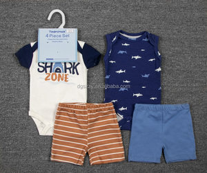 Set di <span class=keywords><strong>Abbigliamento</strong></span> per Neonato Unisex - Pagliaccetto a Maniche Corte in 100% Cotone con Fantasia Animalier alla Moda, Stile Autunnale, Set da 4 Pezzi all'Ingrosso - Product Image 3