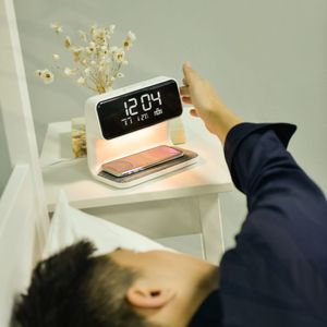 New Arrivals Wireless Charging LCD Screen Alarm <strong>Clock</strong> 15W Fast Wireless Charger <strong>Bedside</strong> Lamp Wireless Phone Charger for <strong>iphone</strong> - Product Image 5