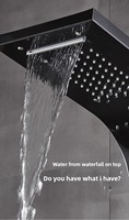 Ensemble de douche mural multifonctionnel en acier inoxydable poli 304/201 avec double poignée et pommeau de douche carré, vente en gros