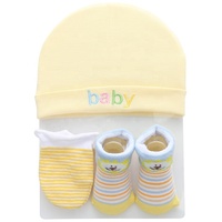 3 paires de chaussettes pour nouveau-né en coton 100% doux avec bonnet et mitaines assortis