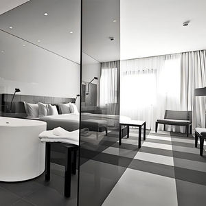 Muebles de dormitorio para hotel urbano tipo boutique OEM ODM, juego de cama tamaño king size blanco con mesita de noche para habitación de hotel moderna - Product Image 2