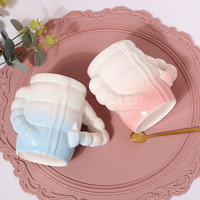 Tasse en céramique 400ML avec poignée de bras doudoune tasse de petit déjeuner en porcelaine pour café thé lait bière-tasse à eau durable