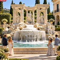 YOUFINE Fontaine d'eau classique grande taille en marbre naturel sculpté à la main, style Trevi, pour parc, manoir et aménagement paysager