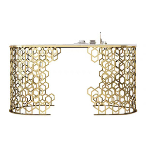 Mesa de <span class=keywords><strong>Consola</strong></span> Rectangular Moderna y Sencilla de Lujo <span class=keywords><strong>Dorada</strong></span> para Pasillo, en Oferta - Product Image 6