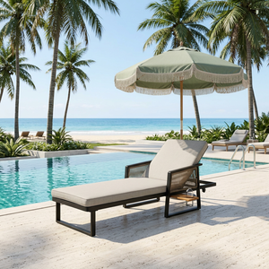 Chaise longue moderne confortable et réglable KD de haute qualité avec coussin pour jardin, plage, terrasse, bord de piscine, détente - Product Image 1