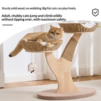 PAIPET Pohon Kucing Rotan Custom dengan 3 Keranjang, Kemasan Karton, 4 Tingkat, Tiang Sisal, Mainan Gantung Awan, Grosir