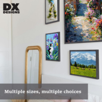 Cadre flottant moderne en bois massif DX Designs pour toile murale, cadre photo noir en L pour peinture à l'huile, taille personnalisée