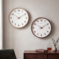 Jam Dinding Quartz Silent Art Deco Berbahan Plastik dengan Bingkai Motif Kayu, Angka 3D, untuk Ruang Tamu, Kamar Tidur, Pernikahan