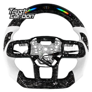 Volant chauffant en fibre de carbone forgée blanche personnalisé avec LED pour Ford Mustang GT GT350 GT500 GTD Dark Horse 2023 2024 2025 - Product Image 1