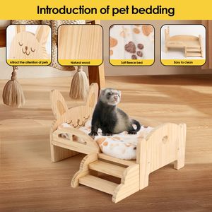 <span class=keywords><strong>Lit</strong></span> en <span class=keywords><strong>bois</strong></span> pour cobaye avec coussin, espace caché amovible avec escaliers, un <span class=keywords><strong>habitat</strong></span> mignon et confortable pour les petits animaux - Product Image 5