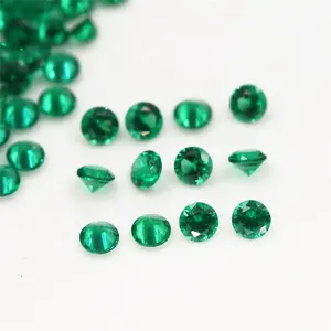 hot sale high quality synthetic nano crystal emerald greenRound Brilliant cut gemstone Gems Loose Stone can be used for jewelry