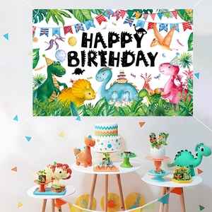 1 * 1,5 m Dinosaurier-Hintergrund Geburtstag Dekoration Fotografie Glückwunsch-Geburtstag Hintergrund Stand-Requisiten für Partyzubehör - Product Image 4